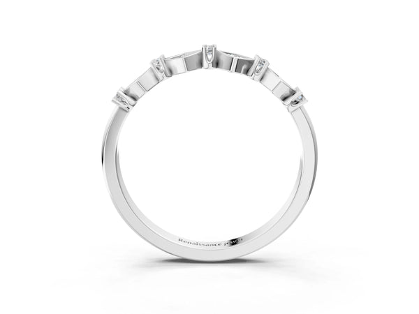 Platinum Pavé Cushion Diamond Cluster Eternity Band with Prong Setting