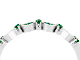 White gold Pavé Cushion Emerald Cluster Eternity Band with Prong Setting_10