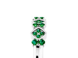 White gold Pavé Cushion Emerald Cluster Eternity Band with Prong Setting_11