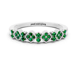 White gold Pavé Cushion Emerald Cluster Eternity Band with Prong Setting_18