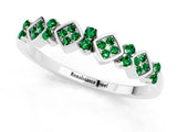White gold Pavé Cushion Emerald Cluster Eternity Band with Prong Setting_19