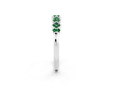 White gold Pavé Cushion Emerald Cluster Eternity Band with Prong Setting_8