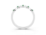 White gold Pavé Cushion Emerald Cluster Eternity Band with Prong Setting_9