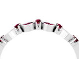 White gold Pavé Cushion Garnet Cluster Eternity Band with Prong Setting_10