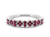 White gold Pavé Cushion Garnet Cluster Eternity Band with Prong Setting_18