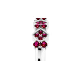 White gold Pavé Cushion Garnet Cluster Eternity Band with Prong Setting_23
