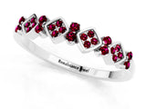 White gold Pavé Cushion Garnet Cluster Eternity Band with Prong Setting_7