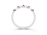 White gold Pavé Cushion Garnet Cluster Eternity Band with Prong Setting_9