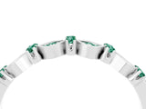 White gold Pavé Cushion Green Sapphire Cluster Eternity Band with Prong Setting_10