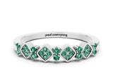 White gold Pavé Cushion Green Sapphire Cluster Eternity Band with Prong Setting_18