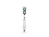 White gold Pavé Cushion Green Sapphire Cluster Eternity Band with Prong Setting_20