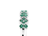 White gold Pavé Cushion Green Sapphire Cluster Eternity Band with Prong Setting_23