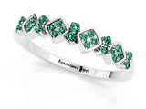 White gold Pavé Cushion Green Sapphire Cluster Eternity Band with Prong Setting_7