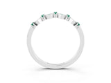 White gold Pavé Cushion Green Sapphire Cluster Eternity Band with Prong Setting_9