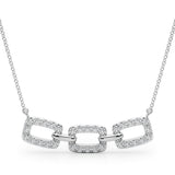 White gold Pavé Cushion Link Pendant with Shared Prong Setting
