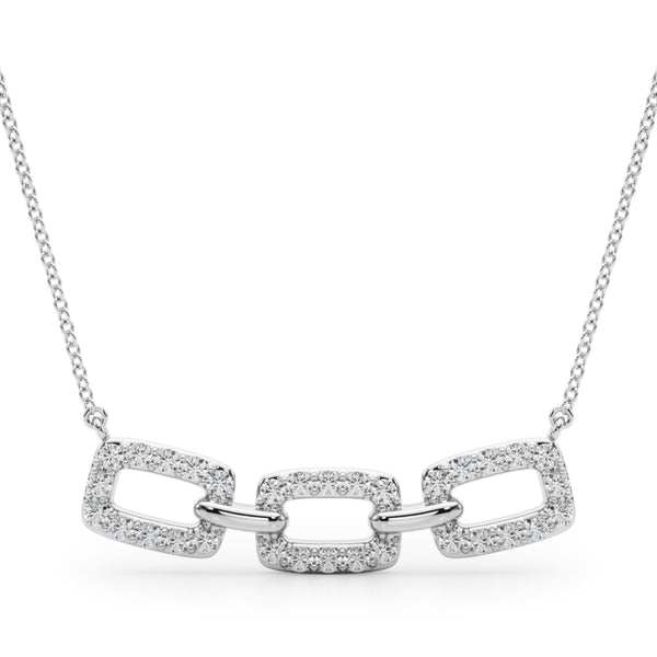 Silver Pavé Cushion Link Pendant with Shared Prong Setting
