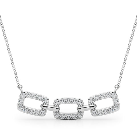 White gold Pavé Cushion Link Pendant with Shared Prong Setting