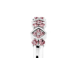 White gold Pavé Cushion Morganite Cluster Eternity Band with Prong Setting_23