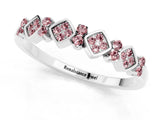 White gold Pavé Cushion Morganite Cluster Eternity Band with Prong Setting_7