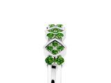 White gold Pavé Cushion Peridot Cluster Eternity Band with Prong Setting_11