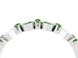 White gold Pavé Cushion Peridot Cluster Eternity Band with Prong Setting_22