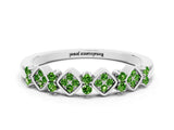 White gold Pavé Cushion Peridot Cluster Eternity Band with Prong Setting_6