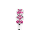 White gold Pavé Cushion Pink Sapphire Cluster Eternity Band with Prong Setting_11