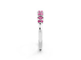 White gold Pavé Cushion Pink Sapphire Cluster Eternity Band with Prong Setting_20