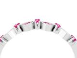 White gold Pavé Cushion Pink Sapphire Cluster Eternity Band with Prong Setting_22