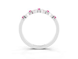 White gold Pavé Cushion Pink Sapphire Cluster Eternity Band with Prong Setting_9