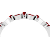 White gold Pavé Cushion Ruby Cluster Eternity Band with Prong Setting_22