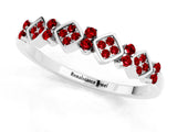 White gold Pavé Cushion Ruby Cluster Eternity Band with Prong Setting_7