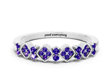 White gold Pavé Cushion Tanzanite Cluster Eternity Band with Prong Setting_18