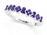 White gold Pavé Cushion Tanzanite Cluster Eternity Band with Prong Setting_19