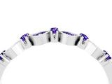 White gold Pavé Cushion Tanzanite Cluster Eternity Band with Prong Setting_22