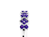 White gold Pavé Cushion Tanzanite Cluster Eternity Band with Prong Setting_23