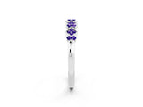White gold Pavé Cushion Tanzanite Cluster Eternity Band with Prong Setting_8