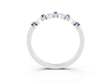 White gold Pavé Cushion Tanzanite Cluster Eternity Band with Prong Setting_9