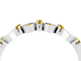 White gold Pavé Cushion Yellow Sapphire Cluster Eternity Band with Prong Setting_10