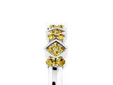 White gold Pavé Cushion Yellow Sapphire Cluster Eternity Band with Prong Setting_11