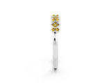 White gold Pavé Cushion Yellow Sapphire Cluster Eternity Band with Prong Setting_20