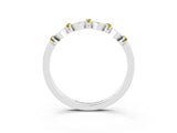 White gold Pavé Cushion Yellow Sapphire Cluster Eternity Band with Prong Setting_21