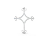 White gold Pavé Diamond Cushion Cross Pendant with Fleur-de-Lis Prongs_24