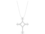 White gold Pavé Diamond Cushion Cross Pendant with Fleur-de-Lis Prongs_25