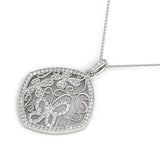 White gold Pavé Diamond Floral Filigree Pendant 1
