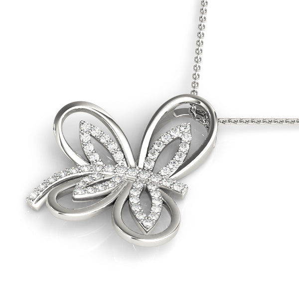 White gold Pavé Diamond Marquise Butterfly Pendant 1