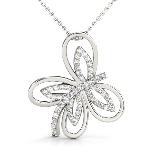 White gold Pavé Diamond Marquise Butterfly Pendant