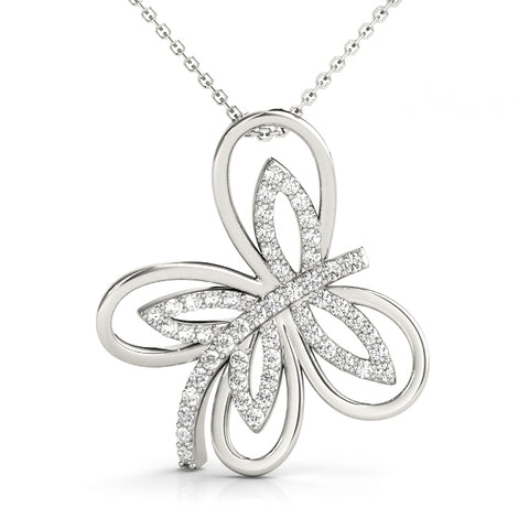 White gold Pavé Diamond Marquise Butterfly Pendant