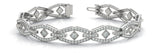 White gold Pavé Diamond Marquise Link Bracelet with Bezel Setting