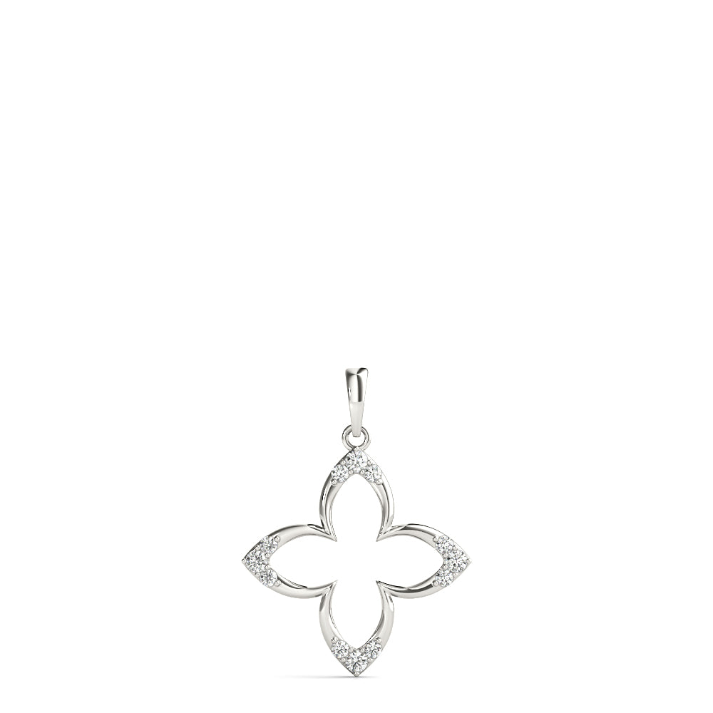 White gold Pavé Diamond Marquise Prong Pendant 1